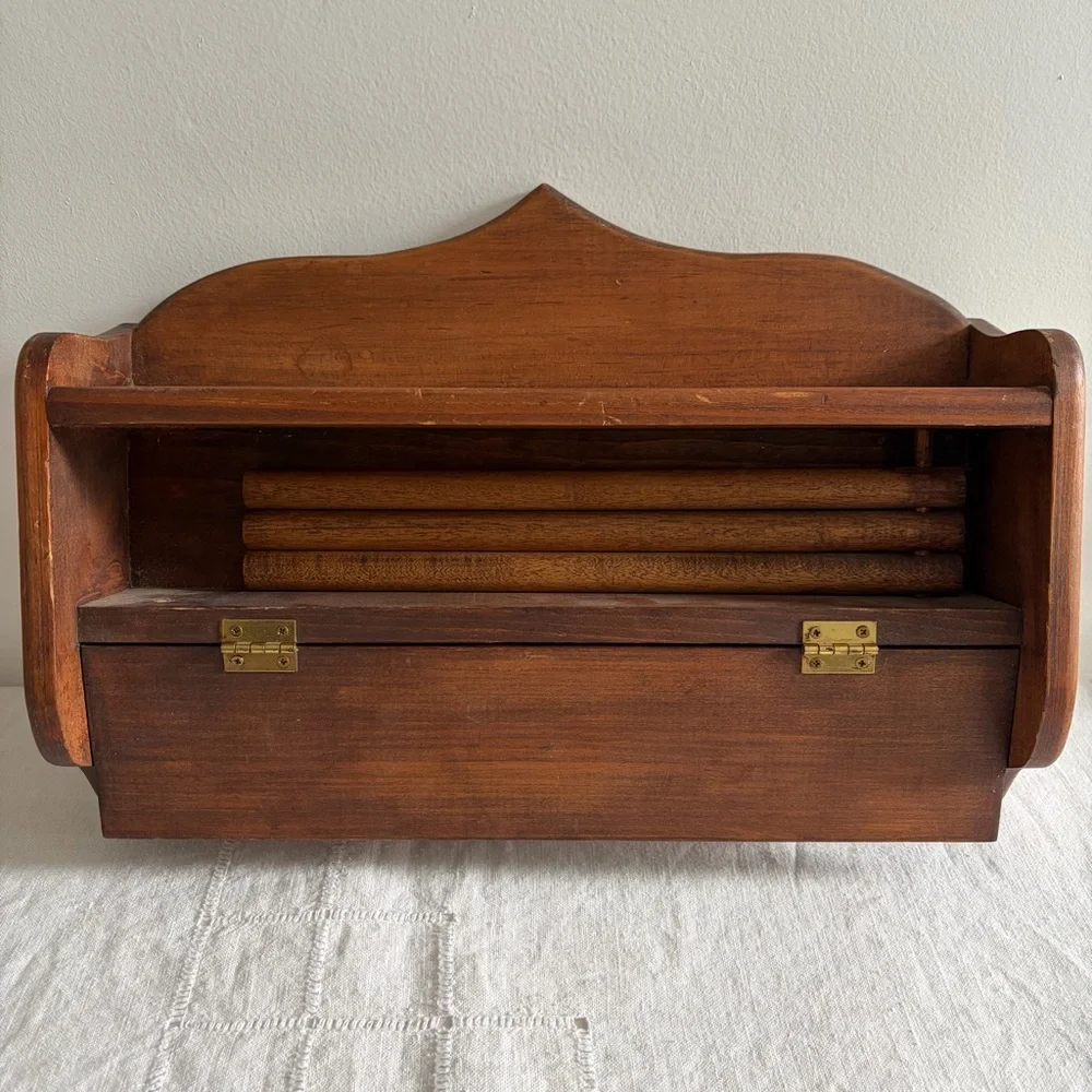Convertible Wooden Wall Shelf with Interior Hanging Rods Vintage